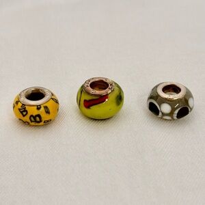 Lot of three 925 Murano Glass Charm Beads